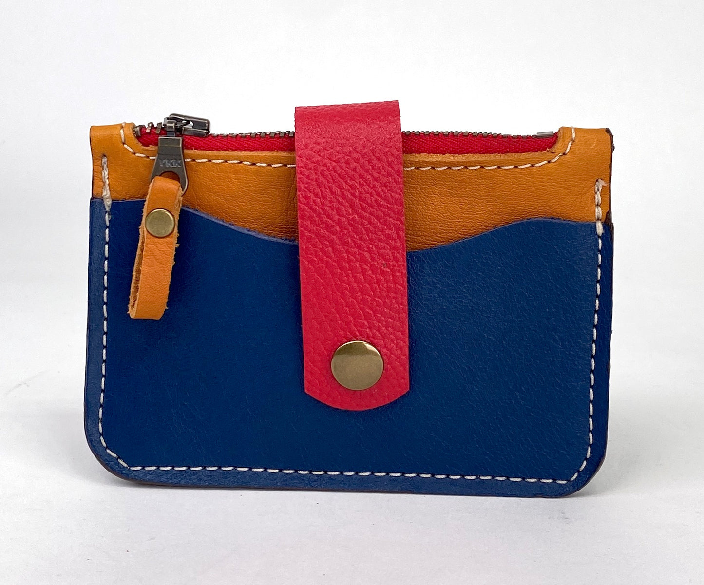 Leather Minimalist Snap Wallet in Primary Colors