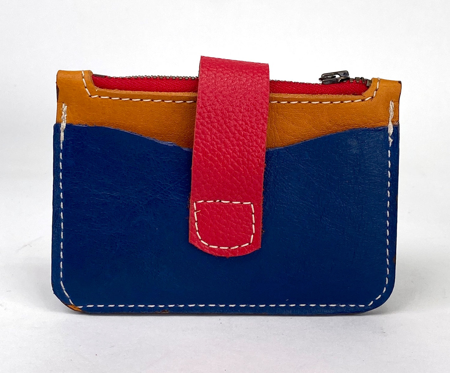 Leather Minimalist Snap Wallet in Primary Colors