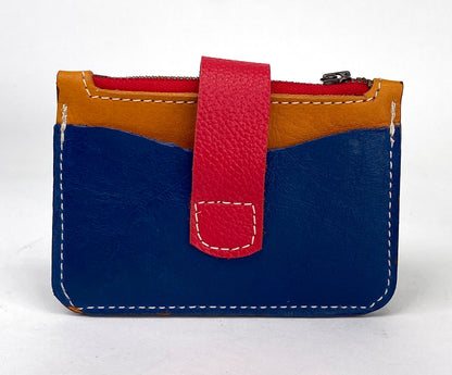 Leather Minimalist Snap Wallet in Primary Colors
