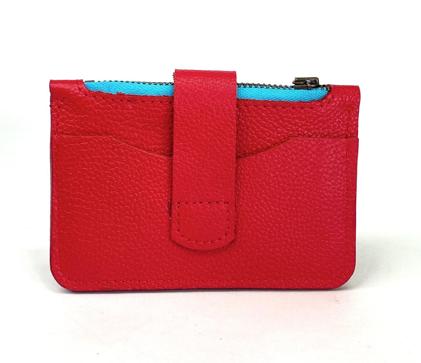 Red Leather Minimalist Snap Wallet