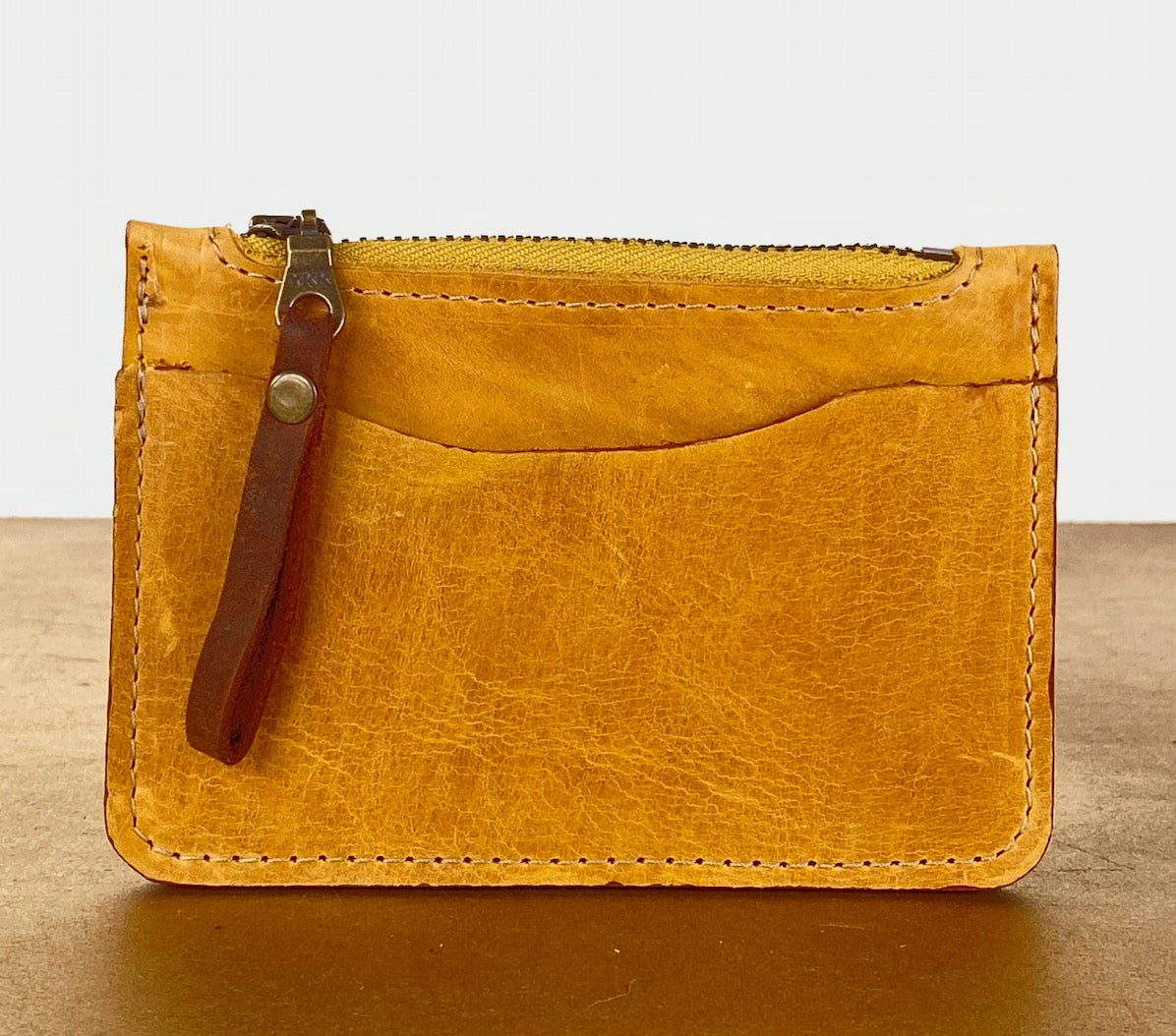 Card & Coin Wallet in Yellow Leather