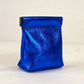 Leather Squeeze Pouch Metallic Blue