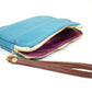 Leather Zip Pouch - Teal Blue