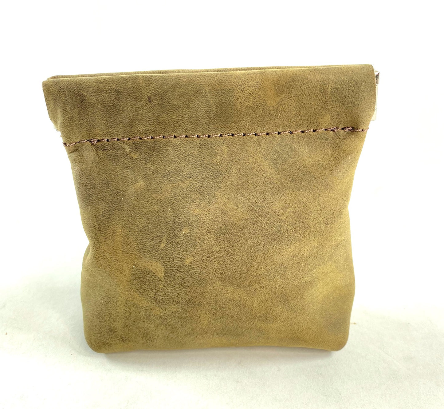 Leather Squeeze Pouch Military Green