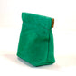 Suede Leather Squeeze Pouch in Bright Green