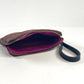 Leather Zip Pouch - Purple Houndstooth