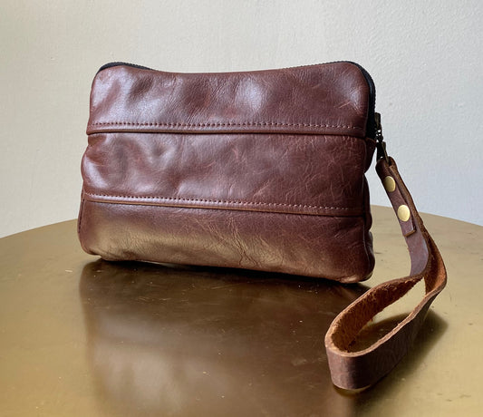 Leather Zip Pouch - Cocoa Brown