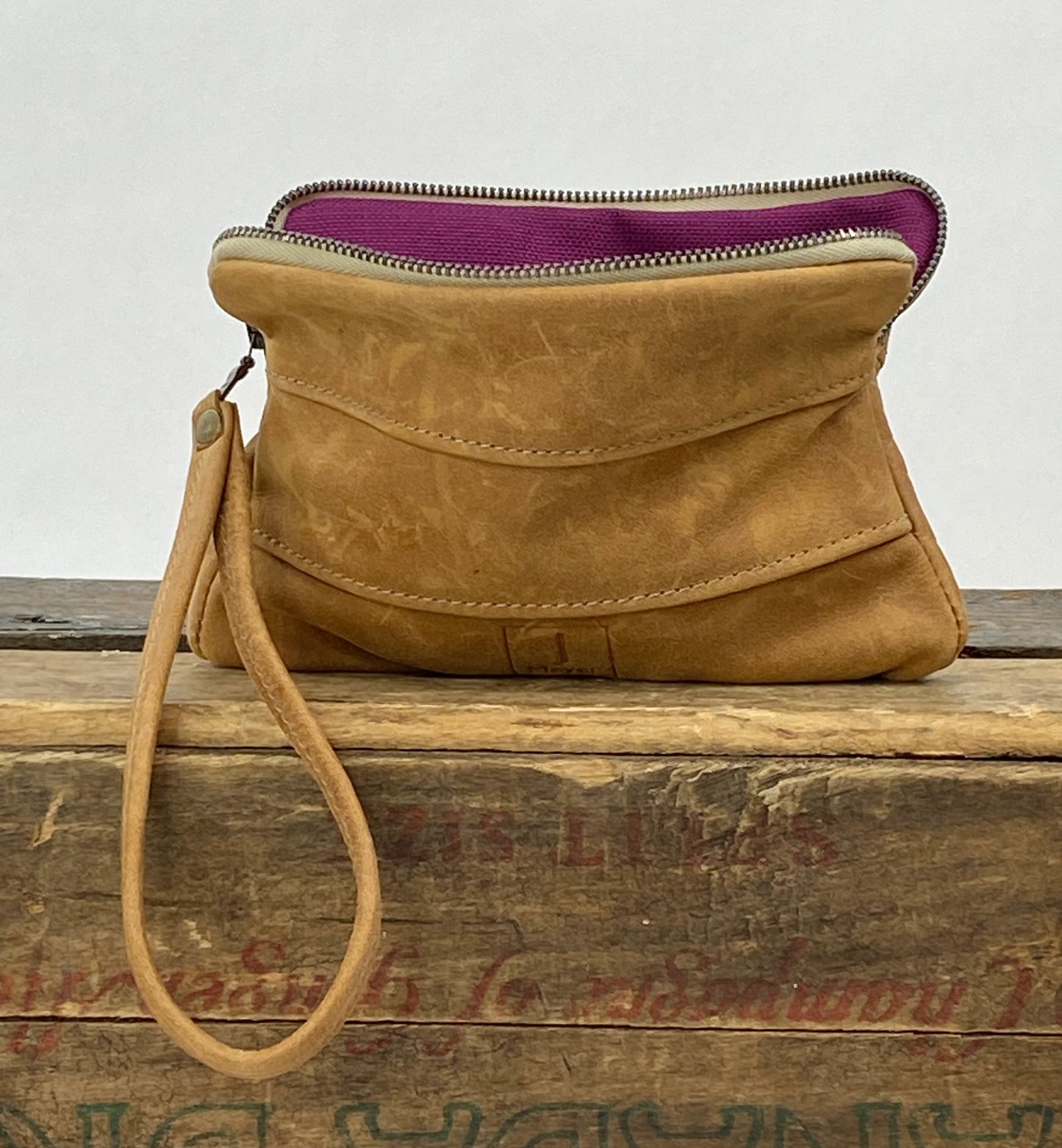 Leather Zip Pouch - Tan