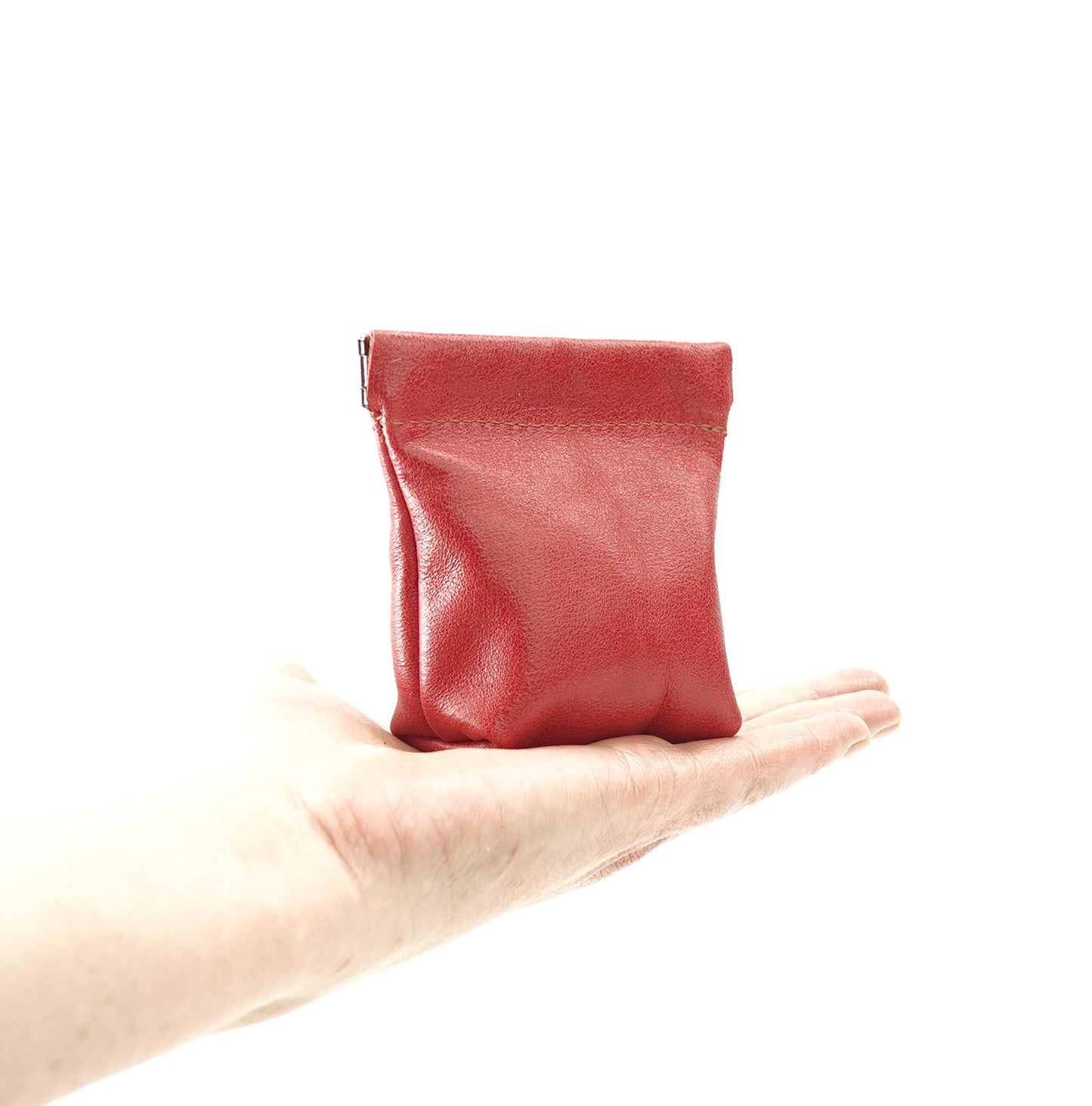 Leather Squeeze Coin Pouch Red
