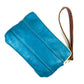 Leather Zip Pouch - Teal Blue