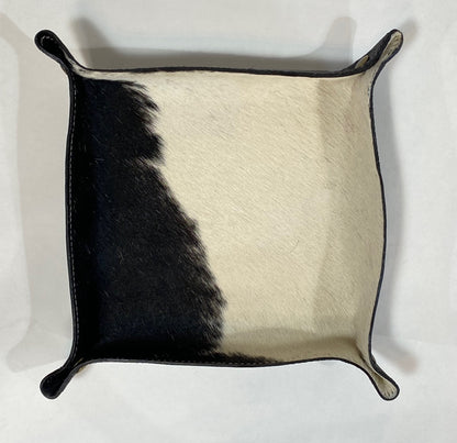Leather Valet Tray - Cowhide Leather with black base