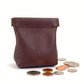 Leather Squeeze Coin Pouch Chocolate Brown