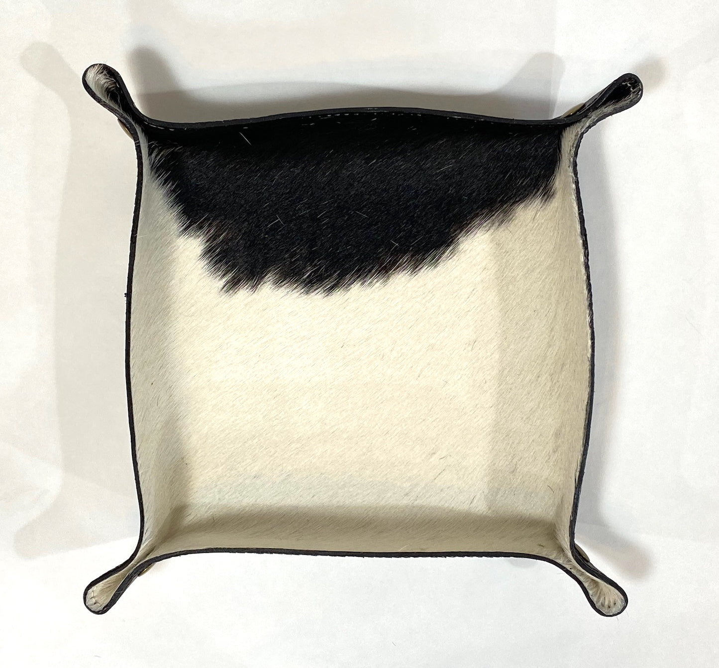 Leather Valet Tray - Cowhide Leather with black base