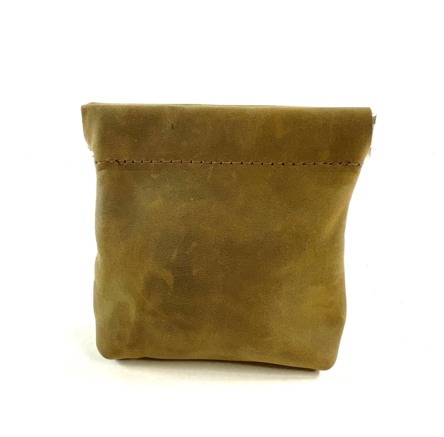 Leather Squeeze Pouch Military Green